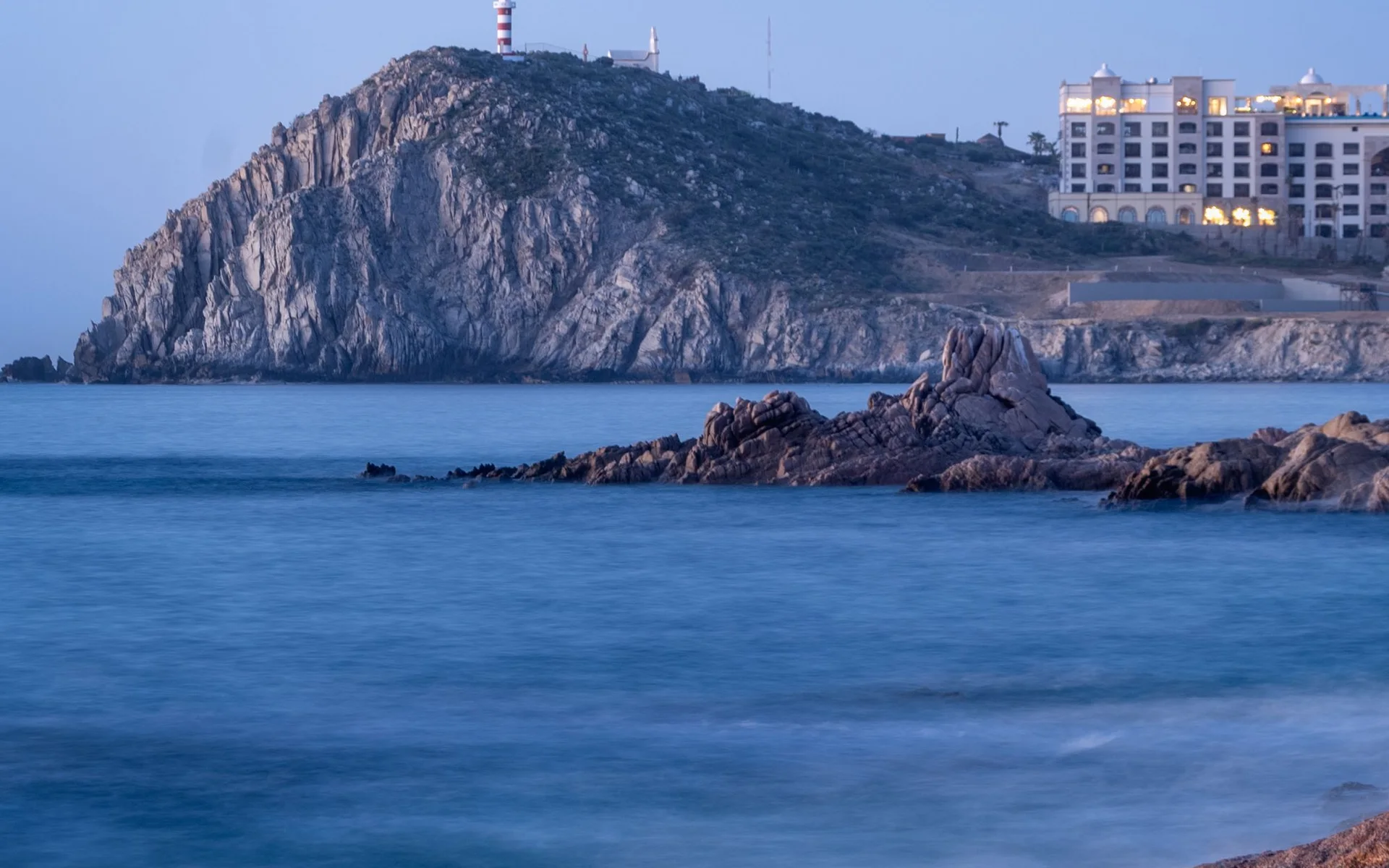 Rocky coast with a lighthouse near Cabo San Lucas
