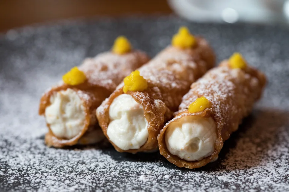BookNoFees: Contoh foto: Cannoli dengan inti berkrim dan taburan gula halus